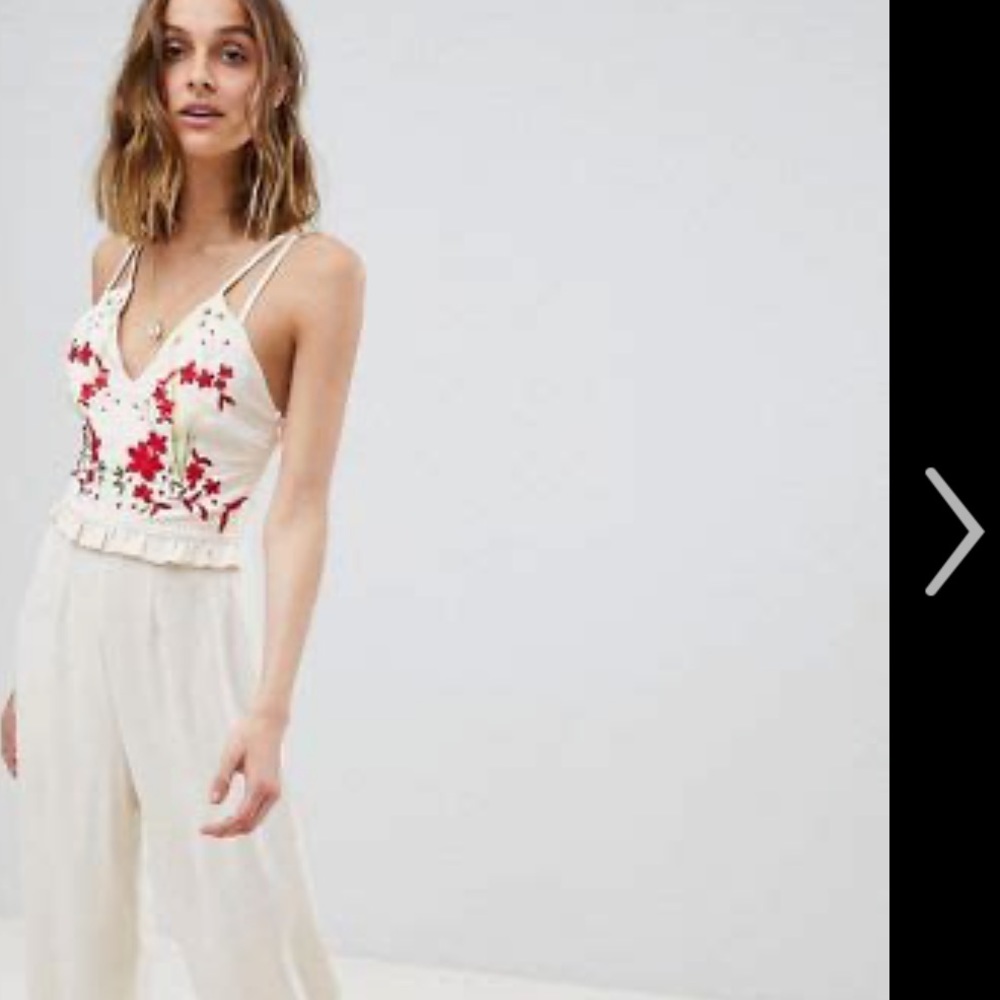 Hope & Ivy embroidered cream jumpsuit - NWT